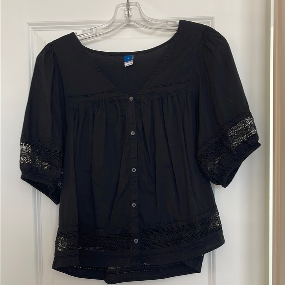 Old Navy Black Buttoned Relaxed Blouse